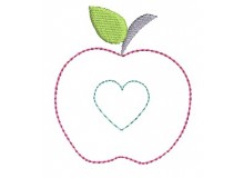 Stickdatei - Apfel Doodle Herz